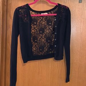 Navy Hollister Lace Back Cardigan